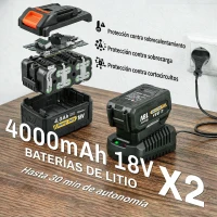 Outsunny Soplador de Hojas Sin Cable 36V con 2 Baterías de 4.0Ah y Cargador Motor sin Escobillas 1000W 3 Velocidades Gris Claro(m-5)