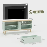 HOMCOM Mueble TV 120 cm, mueble para televisor hasta 91,44 cm con 2 puertas, cajón, compartimento abierto, verde claro(m-3)