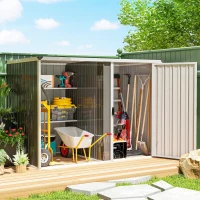 Outsunny Capanno da Giardino in Acciaio Zincato, Porta Bloccabile, 231 x 125 x 162 cm, Grigio(m-2)