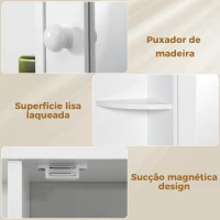 HOMCOM Armário de Casa de Banho com Espelho, Armário de Parede com Porta, Prateleiras Abertas, Móvel Suspenso para Cozinha, Sala, 66x17x63 cm, Branco(m-8)