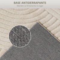 HOMCOM Tapete Sala de Estar 160x120 cm Tapete Pelo Curto Estilo Moderno Base Antiderrapante Tecida à Máquina Creme(m-5)