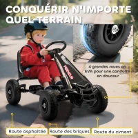 AIYAPLAY Kart à pédales Go-Kart pour enfants siège réglable pneus EVA embrayage manuel et frein 110 x 61 x 62 cm noir(m-6)