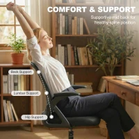 HOMCOM Painting Chair, Mesh Computer Desk Chair with Flip-up Armrests, Black(m-6)