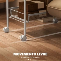 HOMCOM Carrinho Auxiliar com Rodas de 5 Níveis com Cestos de Malha Removíveis e Estrutura de Aço 45x26,5x106 cm Branco(m-6)