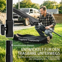 Outsunny Sonnenschirm rechteckig Balkonschirm mit 3-facher Neigung Strandschirm mit 8 Streben 183x122x222 cm Dunkelgrau(m-5)