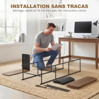 HOMCOM Étagère de rangement, bibliothèque à 4 niveaux avec panneaux latéraux incurvés, cadre en acier, 80x30x141cm, marron(m-7)