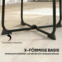 Outsunny 50 cm Runder Outdoor-Tisch, Metall Gartencouchtisch mit X-förmigem Gestell und rutschfesten Füßen, Schwarz(m-6)