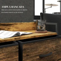 HOMCOM Cómoda com 6 Gavetas Dobráveis de Tecido Estrutura de Aço e Estilo Industrial 79x29x85 cm Castanho Rústico(m-5)