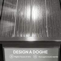 Outsunny Panchina da Giardino 2 Posti a Doghe Effetto Legno, Struttura in Acciaio, 130x34x43 cm, Grigio(m-6)