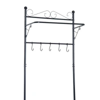 HOMCOM Portant porte-manteaux vestiaire d'entrée style néo-rétro fer forgé multi-rangements 60L x 35l x 175H cm noir(m-4)