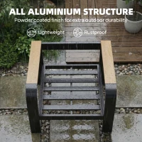 Outsunny 3 Pieces Garden Furniture Set with L-Shaped Sofa, Armchair and Coffee Table, Aluminium Garden Corner Sofa Set(m-7)