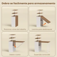 HOMCOM Secretária Dobrável com 4 Prateleiras para Espaços Pequenos Estúdio, Escritório em Casa 105x60x127 cm Madeira(m-7)