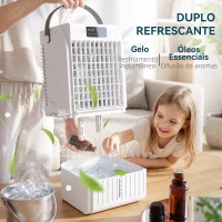 HOMCOM Mini Ar Condicionado 4 em 1 com 4 Velocidades, 2 Modos de Nebulização e Luz LED RGB de 7 Cores Branco(m-7)