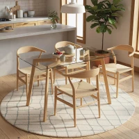 HOMCOM Mesa de Jantar Retangular Moderna para 6 Pessoas Superfície de Vidro Temperado 150x75x76 cm Transparente(m-8)