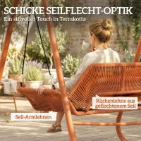Outsunny Hollywoodschaukel, Gartenschaukel mit Kissen, Gestell, für Garten, Balkon, 174 x 120 x 162 cm, Metall, Terrakotta(m-5)