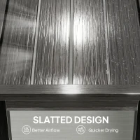 Outsunny 2 Seater Garden Bench, Outdoor Bench Loveseat with Wood-Effect Slatted Seat and Steel Frame for Patio, Park, Grey(m-6)