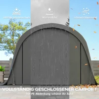 Outsunny Carport Zeltgarage 3x6m Winterfest Wasserdichtes Lagerzelt mit abnehmbaren Seitenwänden großer Rolltor, UPF50+(m-4)