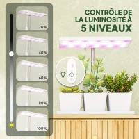 Outsunny Lampe de croissance 10W lampe plante de culture LED à spectre complet avec 3 bacs à fleurs, 31,8 x 13,4 x 35,6 cm, blanc(m-7)