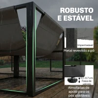 Outsunny Conjunto de Jardim Exterior com Almofadas Espessas, 2 Sofás de 2 Lugares, Sofá de Canto e Mesa de Centro com Vidro, Cinzento(m-5)