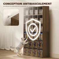 HOMCOM Meuble de rangement multimédia 456 CD/ 336 DVD - bibliothèque en bois avec étagères réglables, 89 x 130,5 cm, marron(m-6)