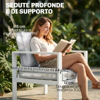 Outsunny Mobili da Giardino in Alluminio con Divano 3 Posti, 2 Sedie e Tavolo per Esterni, Bianco(m-4)