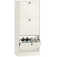 HOMCOM Sapateira Estreita com 3 Portas Sapateira para Entrada com Prateleiras Ajustáveis para 12 Pares de Sapatos 47x28x115 cm Branco(m-10)