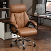 HOMCOM Spring Padded Faux Leather Office Chair - Light Brown(m-2)