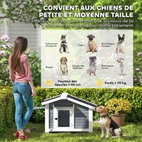 PawHut Niche pour Chien Extérieur Abri Jardin Surélevé Plancher Amovible Auvent de Porte et Toit Imperméable 98x76x69,5cm Gris(m-7)