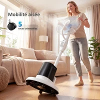 HOMCOM Ventilateur brumisateur silencieux 90W ventilateur sur pied 128cm oscillation 70° 3 vitesses 3 modes minuterie blanc(m-9)