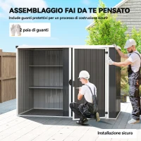 Outsunny Capanno da Giardino in Acciaio Zincato, Porta Bloccabile, 231 x 125 x 162 cm, Grigio(m-8)