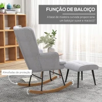HOMCOM Poltrona Baloiço com Apoio para os Pés Poltrona Relax com Almofada Acolchoada e Anti-Tombo 64x89x90 cm Cinzento(m-4)