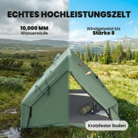 Outsunny Aufblasbares Zelt 8-10 Personen Schneller Aufbau 4-Jahreszeiten Wasserdicht Kratzfest Zelt mit Kaminöffnung Dachfenster(m-5)