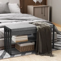 HOMCOM Schuhregal mit Sitzbank, Flurregal für Schuhe, Schuhschrank mit 3-stufigem Design, für Flur, Eingangsbereich, Wohnzimmer, Schlafzimmer, Grau(m-8)