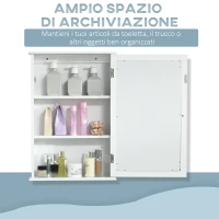 kleankin Specchio Bagno Contenitore con Anta Magnetica, Mobile Bagno con Specchio, Ripiano Regolabile, Bianco(m-4)