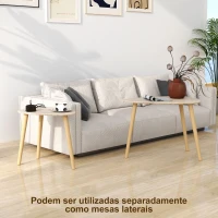 HOMCOM Conjunto de 2 Mesas Auxiliares com Pés de Madeira Mesas de Café 59,5x39,5x45 cm e 44,5x28,5x40 cm Madeira(m-6)