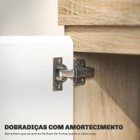 HOMCOM Móvel de TV com 2 Portas Prateleira Aberta Móvel de TV Televisóres de 60 Polegadas 140x40x48 cm Branco e Madeira(m-6)