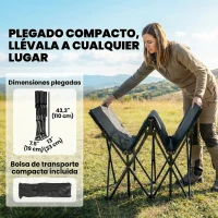 Outsunny Cama Plegable Camping con Colchón Extraíble de Tela Oxford 600D con Reposacabezas y Bolsa Carga 200 kg Negro(m-7)