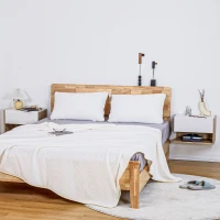 HOMCOM Lot de 2 Tables de Chevet murales - Lot de 2 Tables de Nuit - tiroir Coulissant, étagère, Bicolore Aspect chêne Blanc(m-10)