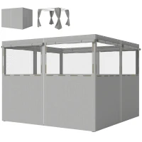 Outsunny 4 Paredes Laterales para Cenador 3x3 m Laterales de Carpa con 8 Ventanas Protección UV 30+ Impermeable Gris Claro(m-11)