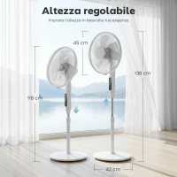 HOMCOM Ventilatore da Terra con Telecomando, Ventilatore Verticale, Bianco(m-3)
