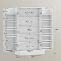 HOMCOM Armário de Cozinha Armário Despensa Cozinha com 2 Portas 16 Prateleiras Aparador Moderno 60x30x104 cm Branco(m-3)