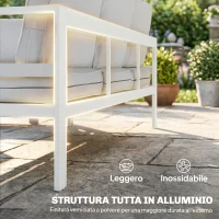 Outsunny Mobili da Giardino in Alluminio con Divano 3 Posti, 2 Sedie e Tavolo per Esterni, Bianco(m-6)