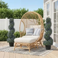 HOMCOM Artificial Lavender Topiary Tree Set of 2, UV Resistant Fake Plants in Pot for Indoor Outdoor Decor, 90 cm, Purple(m-9)