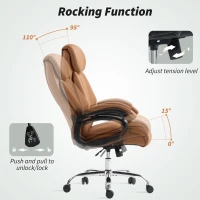 HOMCOM Spring Padded Faux Leather Office Chair - Light Brown(m-6)
