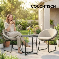 Outsunny 50 cm Runder Outdoor-Tisch, Metall Gartencouchtisch mit X-förmigem Gestell und rutschfesten Füßen, Schwarz(m-8)