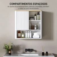HOMCOM Armário de Parede para Casa de Banho com Porta Deslizante 5 Compartimentos e Prateleiras Ajustáveis 60x20x62 cm Branco(m-4)
