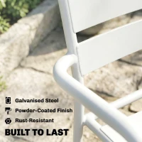 Outsunny Zestaw bistro 3-częściowy metalowy zestaw mebli ogrodowych z 2 krzesłami, stołem, design lamelowy, odporny na rdzę(m-5)