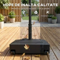 Outsunny Bază pentru Umbrelă cu Roți și Frâne, Reumplere cu Apă 40kg/Nisip 61kg, pentru Stâlpi de Ø35/38/48mm, Negru(m-7)