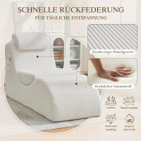 Moderner Freizeit-Sessel mit ergonomischer Rückenlehne, abnehmbarem Sitzkissen und Seitentasche, 160 x 66 x 90 cm, Beige(m-4)