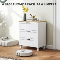 HOMCOM Cómoda Estreita com 3 Gavetas Cómoda de Quarto com Pés de Madeira Estilo Moderno 60x38x71 cm Branco(m-5)
